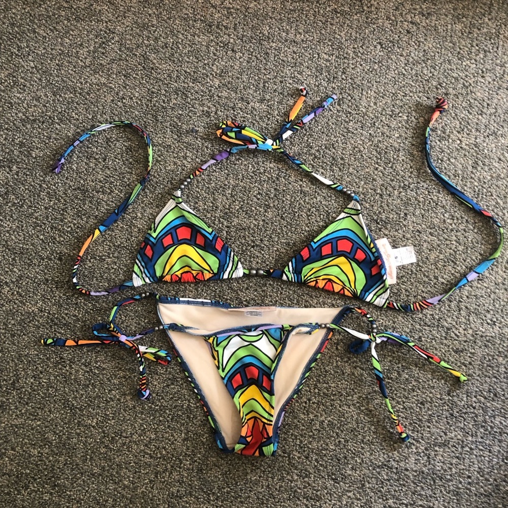 Mara Hoffman Multicolor Geo Print String Bikini size small